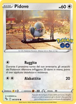 Carta Pidove dell'espansione Pokémon GO, numero 061/78