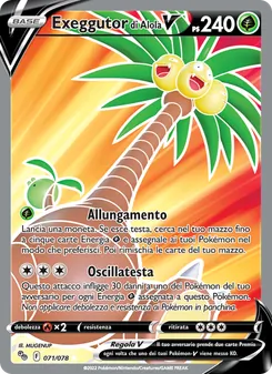 Carta Exeggutor di Alola V dell'espansione Pokémon GO, numero 071/78