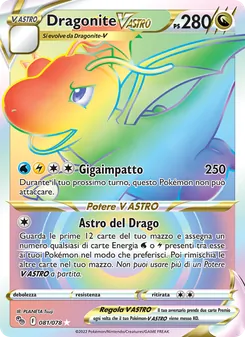 Carta Dragonite V ASTRO dell'espansione Pokémon GO, numero 081/78
