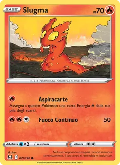 Carta Slugma dell'espansione Origine Perduta, numero 021/196
