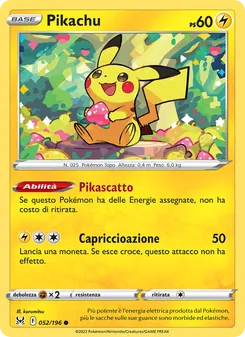 Carta Pikachu dell'espansione Origine Perduta, numero 052/196