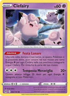 Carta Clefairy dell'espansione Origine Perduta, numero 062/196