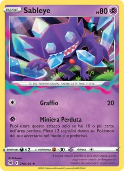 Carta Sableye dell'espansione Origine Perduta, numero 070/196