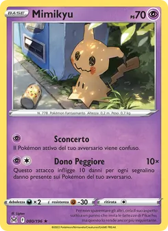 Carta Mimikyu dell'espansione Origine Perduta, numero 080/196