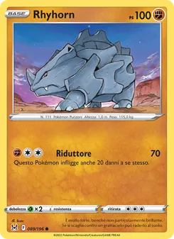 Carta Rhyhorn dell'espansione Origine Perduta, numero 089/196
