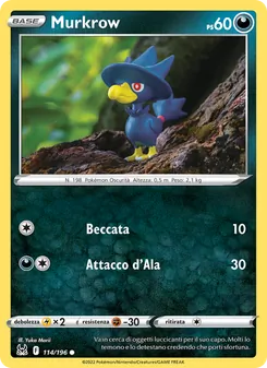 Carta Murkrow dell'espansione Origine Perduta, numero 114/196