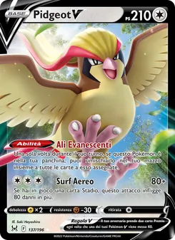 Carta Pidgeot V dell'espansione Origine Perduta, numero 137/196