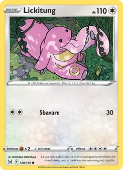 Carta Lickitung dell'espansione Origine Perduta, numero 138/196
