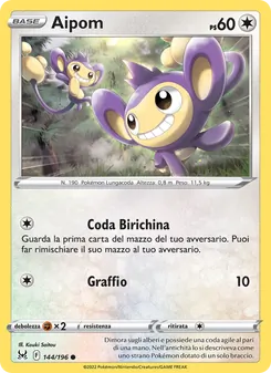 Carta Aipom dell'espansione Origine Perduta, numero 144/196