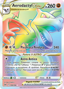 Carta Aerodactyl V ASTRO dell'espansione Origine Perduta, numero 199/196
