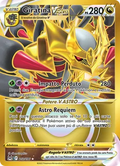 Carta Giratina V ASTRO dell'espansione Origine Perduta, numero 212/196