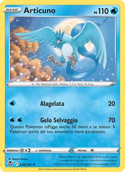 Carta Articuno dell'espansione Tempesta Argentata, numero 036/195