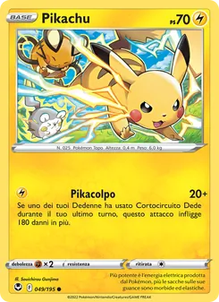 Carta Pikachu dell'espansione Tempesta Argentata, numero 049/195