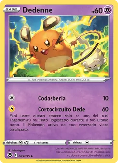 Carta Dedenne dell'espansione Tempesta Argentata, numero 085/195
