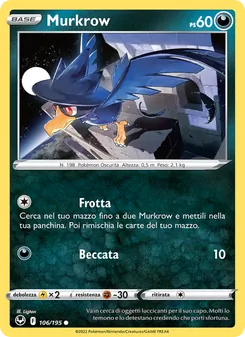 Carta Murkrow dell'espansione Tempesta Argentata, numero 106/195