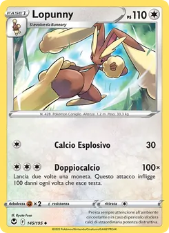 Carta Lopunny dell'espansione Tempesta Argentata, numero 145/195