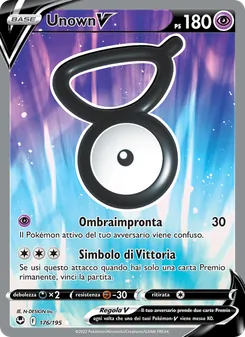 Carta Unown V dell'espansione Tempesta Argentata, numero 176/195