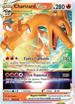 Carta Charizard V ASTRO dell'espansione Zenit Regale, numero 019/159