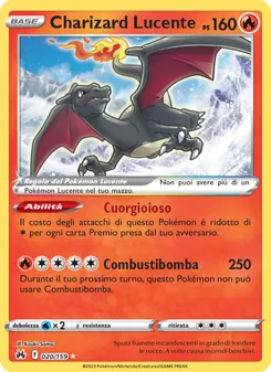 Carta Charizard Lucente dell'espansione Zenit Regale, numero 020/159