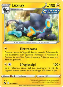 Carta Luxray dell'espansione Zenit Regale, numero 043/159