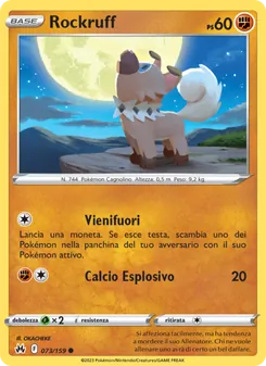 Carta Rockruff dell'espansione Zenit Regale, numero 073/159