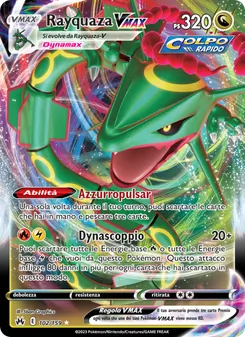 Carta Rayquaza VMAX dell'espansione Zenit Regale, numero 102/159