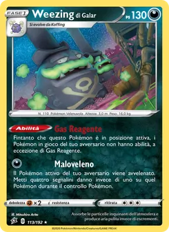 Carta Weezing di Galar dell'espansione Fragore Ribelle, numero 113/192