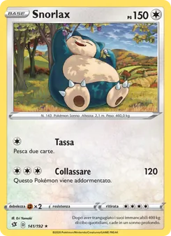 Carta Snorlax dell'espansione Fragore Ribelle, numero 141/192