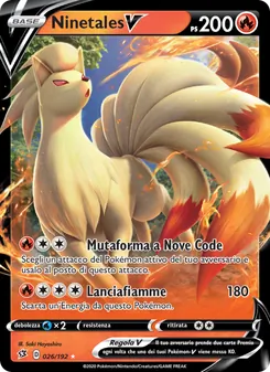 Carta Ninetales V dell'espansione Fragore Ribelle, numero 26/192