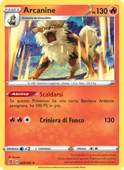 Carta Arcanine dell'espansione Fragore Ribelle, numero 28/192