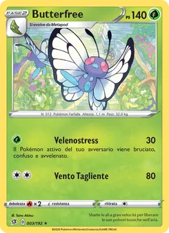 Carta Butterfree dell'espansione Fragore Ribelle, numero 3/192