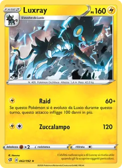 Carta Luxray dell'espansione Fragore Ribelle, numero 62/192
