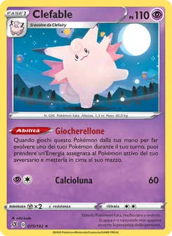 Carta Clefable dell'espansione Fragore Ribelle, numero 75/192