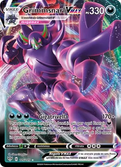 Carta Grimmsnarl VMAX dell'espansione Fiamme Oscure, numero 115/189