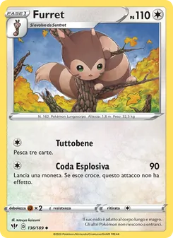 Carta Furret dell'espansione Fiamme Oscure, numero 136/189
