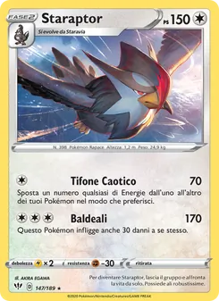 Carta Staraptor dell'espansione Fiamme Oscure, numero 147/189