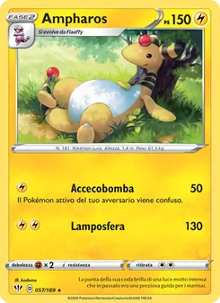 Carta Ampharos dell'espansione Fiamme Oscure, numero 57/189
