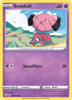 Carta Snubbull dell'espansione Fiamme Oscure, numero 70/189