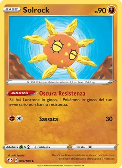 Carta Solrock dell'espansione Fiamme Oscure, numero 92/189