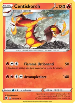 Carta Centiskorch dell'espansione Futuri Campioni, numero 10/73