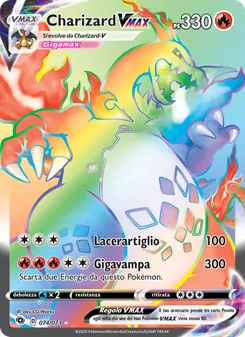 Carta Charizard VMAX dell'espansione Futuri Campioni, numero 74/73