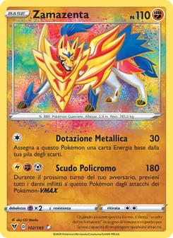 Carta Zamazenta dell'espansione Voltaggio Sfolgorante, numero 102/185