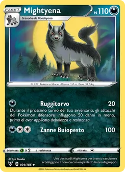 Carta Mightyena dell'espansione Voltaggio Sfolgorante, numero 104/185