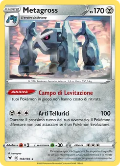 Carta Metagross dell'espansione Voltaggio Sfolgorante, numero 118/185