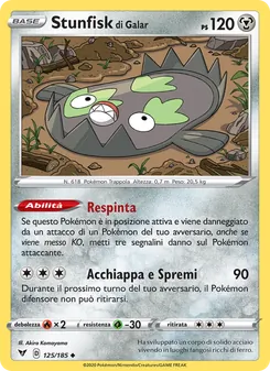 Carta Stunfisk di Galar dell'espansione Voltaggio Sfolgorante, numero 125/185