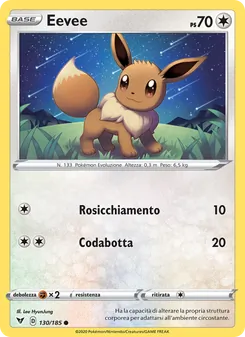 Carta Eevee dell'espansione Voltaggio Sfolgorante, numero 130/185
