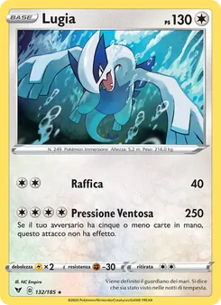 Carta Lugia dell'espansione Voltaggio Sfolgorante, numero 132/185