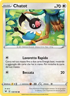 Carta Chatot dell'espansione Voltaggio Sfolgorante, numero 139/185