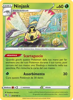 Carta Ninjask dell'espansione Voltaggio Sfolgorante, numero 14/185