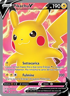 Carta Pikachu V dell'espansione Voltaggio Sfolgorante, numero 170/185